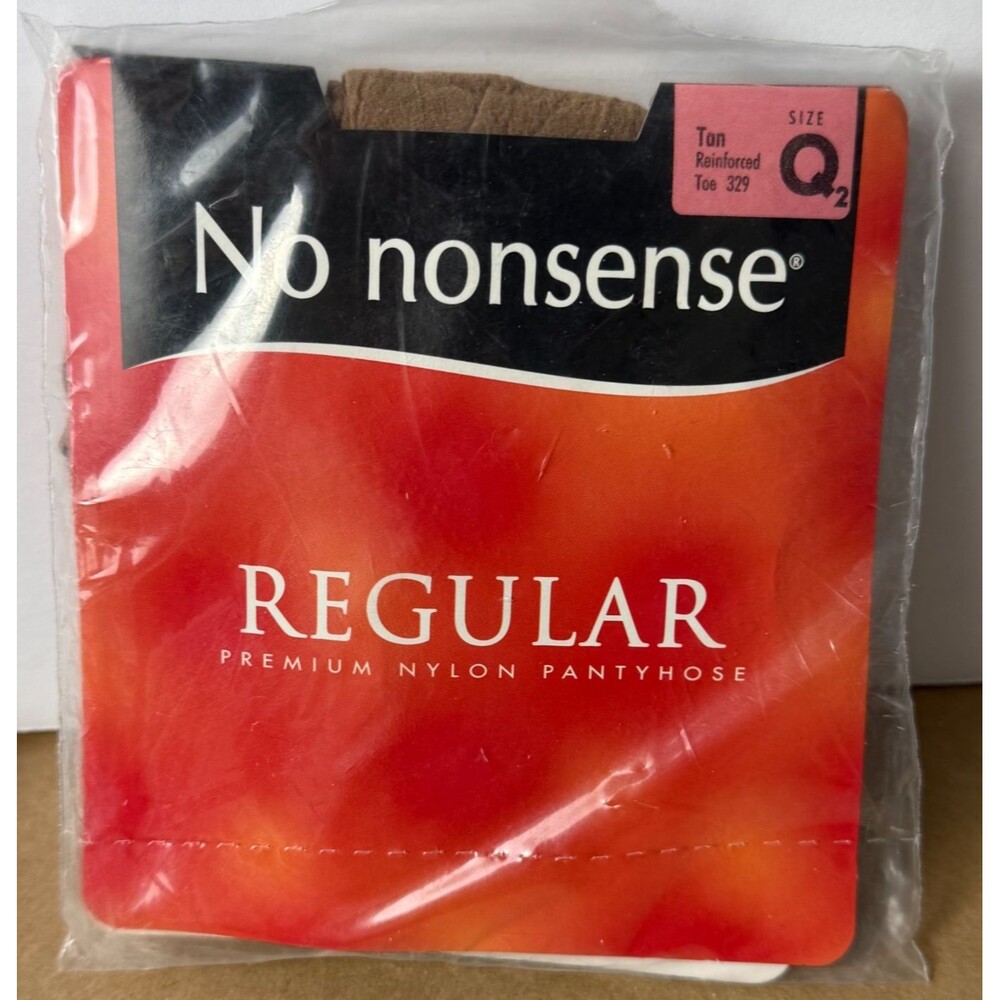 No Nonsense Regular Nylon Pantyhose Q2 Tan Reinforced Toe Panty Made in USA NIP